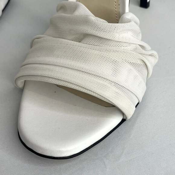 ALEVI Milano White Leather Mesh Slingback Stiletto Heels - IT 38.5, US 8.5 - Picture 11 of 12